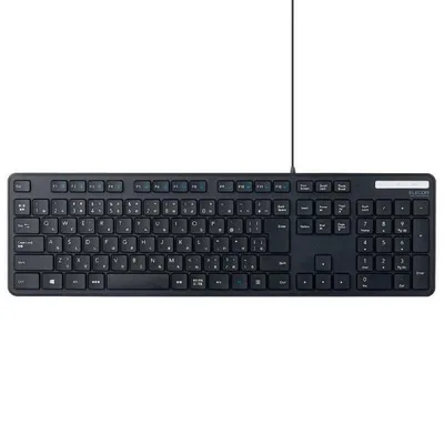 エレコム ELECOM 有線キーボード 薄型 メンブレン式 抗菌 フルサイズ テンキー付 TK-FCM108KBK