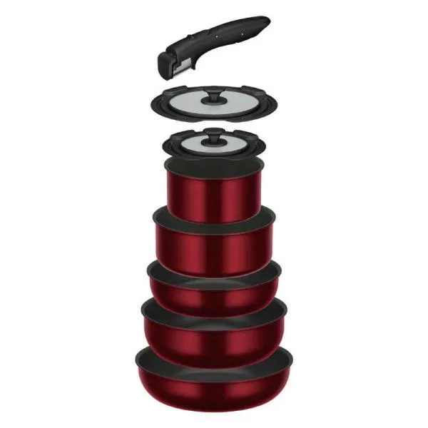 Thermos 8-piece frying pan set with removable handles DA Deep Red KSD-8A-DR