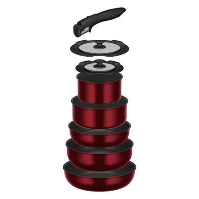 Thermos 8-piece frying pan set with removable handles DA Deep Red KSD-8A-DR