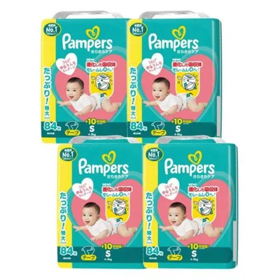 P&G (ケース販売) パンパース さらさらケア テープ ウルトラジャンボ S(4-8kg) 84枚×4個 PMサラテプUJSCS