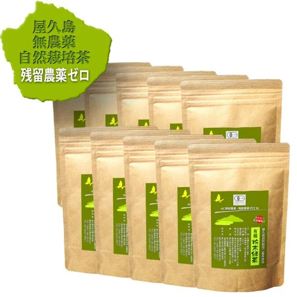 水出し(冷温共用) 有機 無農薬 粉末緑茶 二番茶 120g×10 無化学肥料 残留農薬 ゼロ《私たちが作った 屋久島 自然栽培茶 です》 カテキン たっぷり