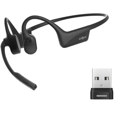 ショックス ワイヤレス 骨伝導イヤホン Bluetooth+専用ドングル(USB-A) 最大16時間 USB-C充電 OpenComm2 2025 Upgrade SKZ-EP-000040 ブラック系