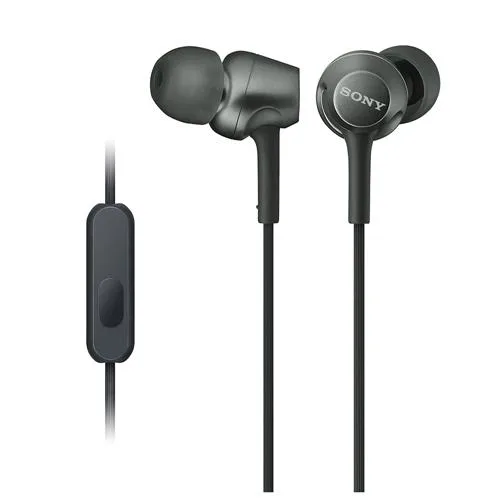 Sony MDR-EX255AP-B Dynamic sealed canal earphones with microphone and controller, black