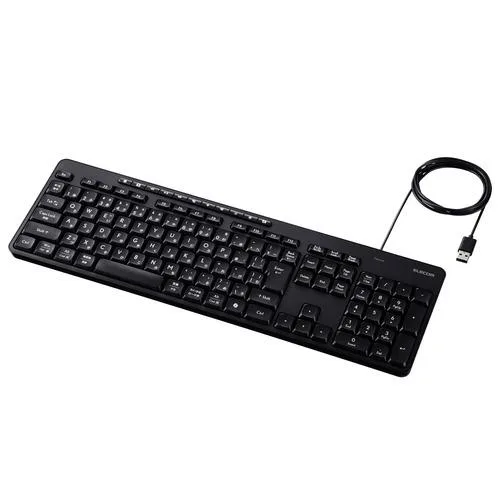 エレコム TK-QT11FUMBK 有線キーボード 静音 テンキー付き 日本語配列 USB接続(USB-A) Windows/Mac/ChromeOS対応 AI起動キー搭載 排水機構 メンブレン ブラック