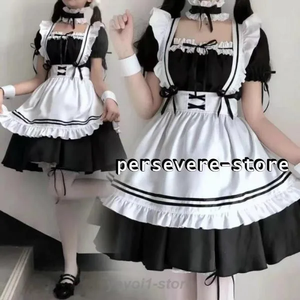 服 ワンピース 夏 ゴスロリ 萌え 衣装 仮装 女装 フリル ロリータ かわいい カチューシャ 付き 豪華セット 清楚 可憐 ウェイトレス