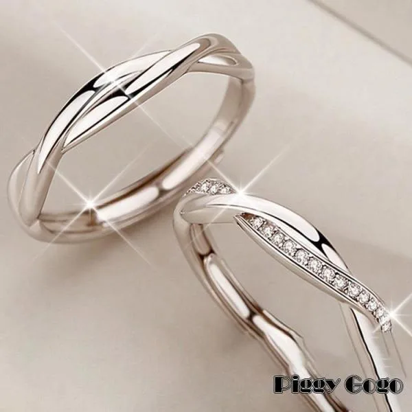 指輪 レディース ダイヤモンドcz ウエーブ ねじり サイズ調整可 ジュエリー メンズ指輪 結婚指輪 格安 記念日 ギフト 母の日ギフト