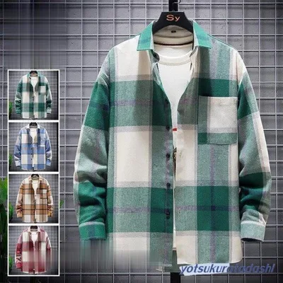 Check shirt men's long sleeve casual shirt long sleeve shirt flannel shirt tops spring clothes men's fashion