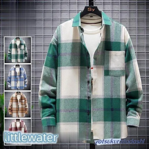 Check shirt men's long sleeve casual shirt long sleeve shirt flannel shirt tops spring clothes men's fashion