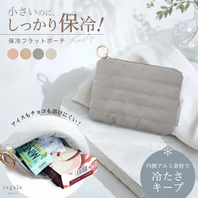 保冷ポーチ 小さめ ミニ お菓子 アイス お出かけ 溶けにくい コスメ 薄型 アルミ素材 撥水 フロスティポーチ フラットポーチ regalo piu