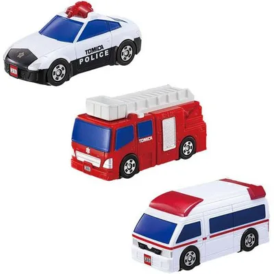 จัดส่งฟรี Tomica Kinkyu Sharyodai Shugo! ชุดของขวัญ Tomica ครั้งแรก ชุดรถมินิ 3 ชิ้น