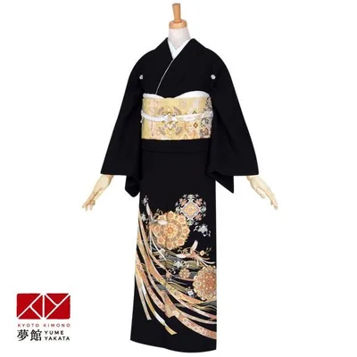 黒留袖 レンタル 結婚式 華紋に熨斗 貸衣装 フルセット 対応身長155〜164cm T171
