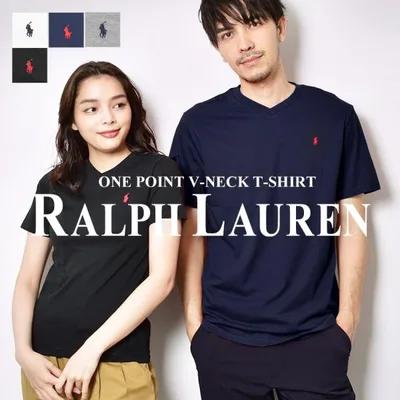 (ネコポス配送) ポロ ラルフローレン 半袖Tシャツ メンズ レディース ワンポイント Vネック 半袖Tシャツ POLO RALPH LAUREN ブラック 黒 白 紺