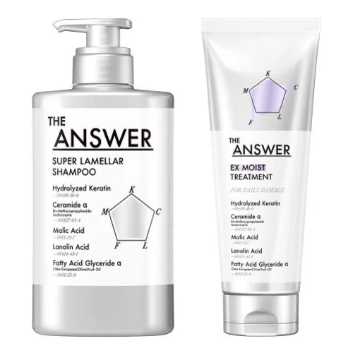 (花王)THE ANSWER スーパーラメラシャンプー ポンプ 400mL+EX モイストトリートメント FOR DAILY DAMAGE 220g