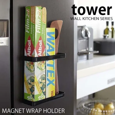 マグネットラップホルダー tower 収納 キッチン収納 サランラップ ラップ立て ラップホルダー スリム 隙間収納 山崎実業