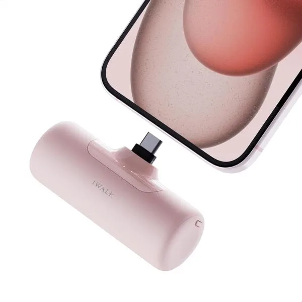 モバイルバッテリー 極小化 USB-C端子一体型・ 最小サイズ登場 軽量 小型 4500mAh 急速充電 (ピンク, Small)