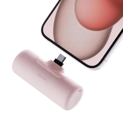モバイルバッテリー 極小化 USB-C端子一体型・ 最小サイズ登場 軽量 小型 4500mAh 急速充電 (ピンク, Small)