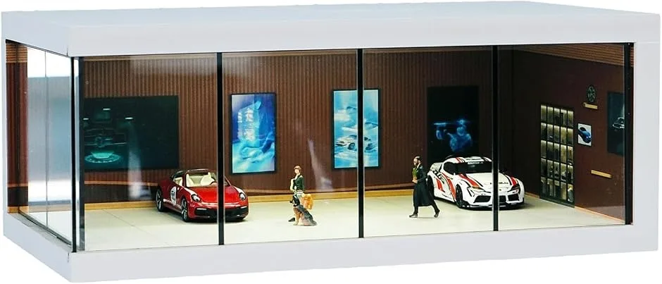 1/64 ジオラマ ガレージ ミニカー用 駐車展示場 ホットウィール トミカ マッチボックス 対応 モデルカー (ブラウン)