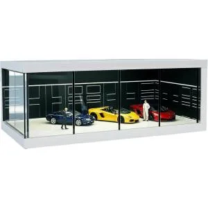 1/64 ジオラマ ガレージ ミニカー用 駐車展示場 ホットウィール トミカ マッチボックス 対応 モデルカー (ブラック)