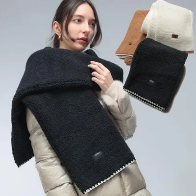 アグ マフラー レディース UGG ロゴ ボア マフラー fluff Scalloped Scarf フラッフ スカロップド スカーフ UGGL101021 ブランド