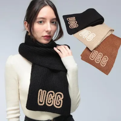 アグ マフラー レディース UGG ロゴ リブ マフラー Chunky Crafted Rib Scarf チャンキー クラフテッド リブ スカーフ UGGL102787 ブランド