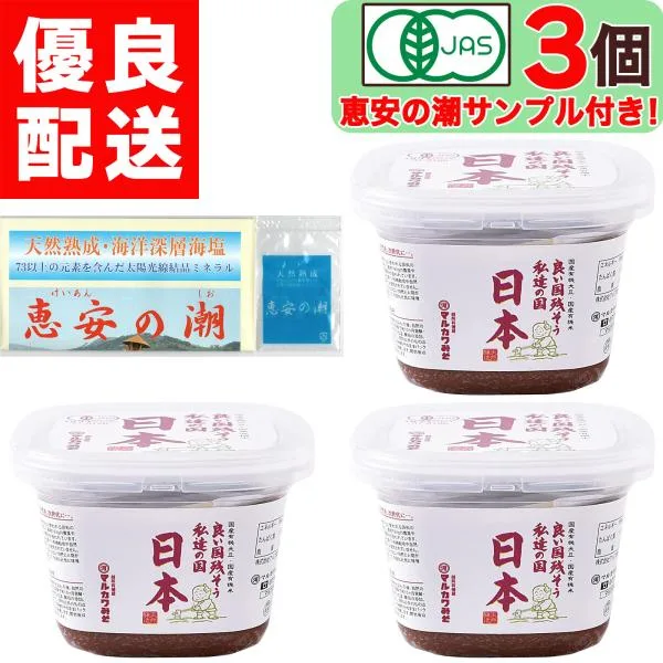 美味しいお塩のサンプル付き 有機みそ 日本 600g × 3個 辛口 国産 有機味噌 生みそ 木桶仕込み 有機JAS認証 無添加 天然醸造 越前 有機 生味噌 味噌 有機米
