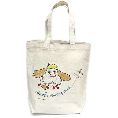 ジブリグッズ 縦型刺繍帆布トートバッグ ハウルの動く城 飛んじゃうヒン