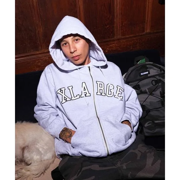 パーカー PERFORATED LEATHER LOGO ZIP UP HOODED SWEATSHIRT メンズ レディース