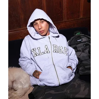 パーカー PERFORATED LEATHER LOGO ZIP UP HOODED SWEATSHIRT メンズ レディース