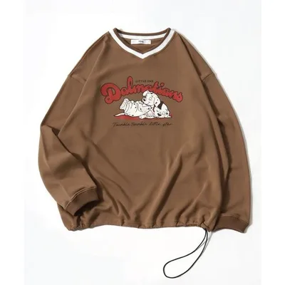 トレーナー スウェット 2026SS Disney/ディズニー ミッキー/101匹わんちゃん オーバーサイズ 裏毛 Vネックスウェットトレーナー レディース