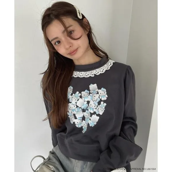 トレーナー スウェット ANGEL「HELLO KITTY」 HEART FRILL SWEAT レディース