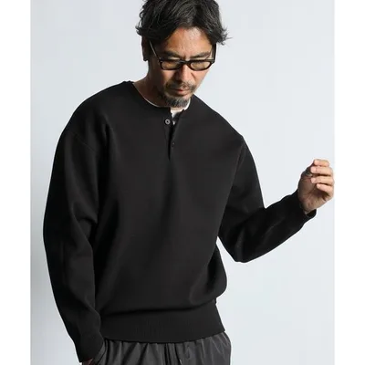 セーター ニット WASHABLE HENLEY NECK KNIT:自宅で洗える ウォッシャブル ヘンリーネックニット メンズ