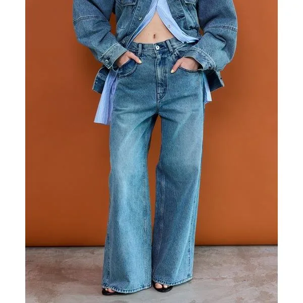ワイドパンツ ジーンズ デニム デニムパンツ Double Pocket Color Denim/ダブルポケットカラーデニム レディース