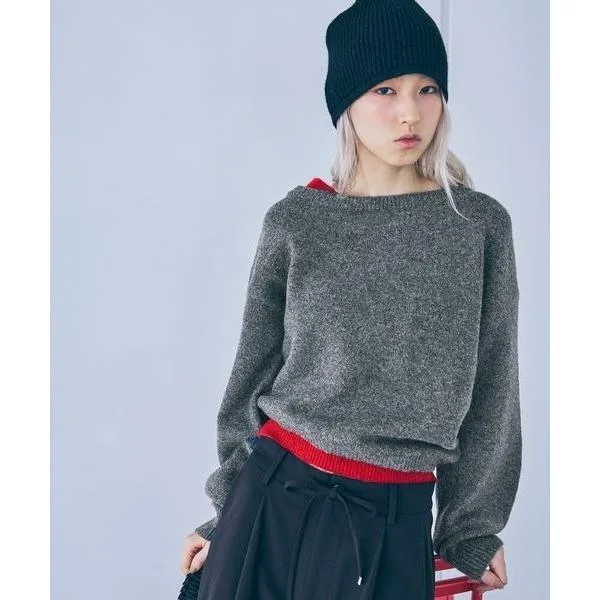 เสื้อสเวตเตอร์ถักไม่สมมาตร Layered Bicolor/640713 Women's