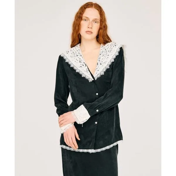 ブラウス シャツ 「Pre-Order」レースカラーシャツ / Lace Collar Shirt レディース