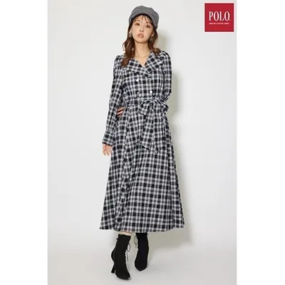 パーティードレス ワンピース 「POLO BCS」オープンカラーフレアワンピース 秋服 冬服