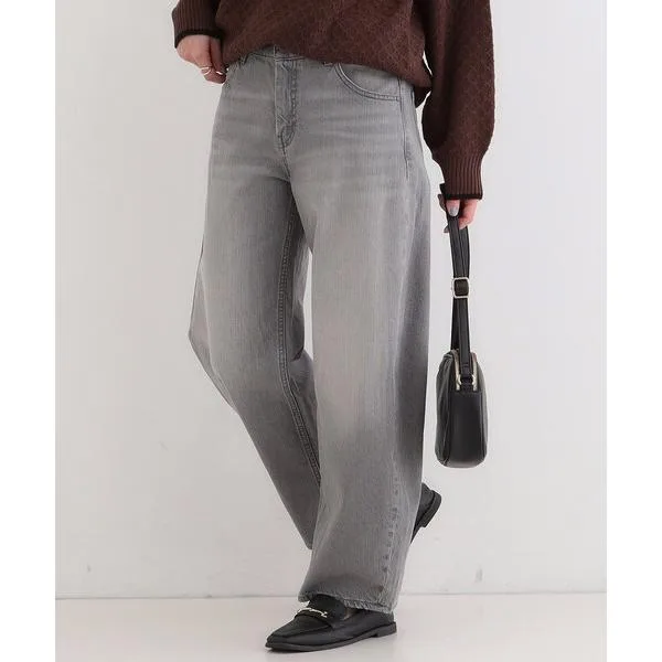 ワイドパンツ ジーンズ デニム デニムパンツ 「SHOO・LA・RUE DENIM/高レビュー」ゆるっと決まる こなれカーブデニムパンツ レディース
