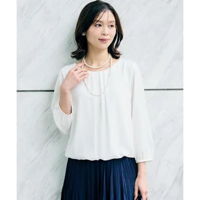 ブラウス シャツ 「透けにくい/ウエストイン見え」タックブラウス レディース