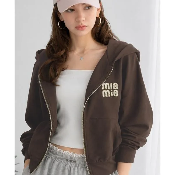 パーカー 「26AW新色登場!」「mily bilet」1枚は持っておきたい!垢抜け必至。胸元ワッペン付きダブルジップパーカー(長袖) レディース