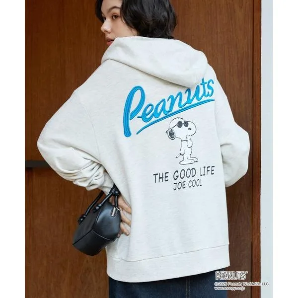 パーカー 「PEANUTS / SNOOPY」別注 ピーナッツ スヌーピー 刺繍プリント ジップパーカー レディース メンズ