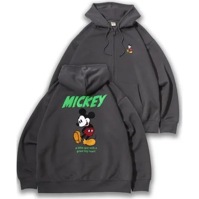 パーカー 2026AW Disney/ディズニー ミッキー オーバーサイズ リップルダンボールスウェット アップリケ/サガラバック刺繍 ワンポイント フルジップパーカ…