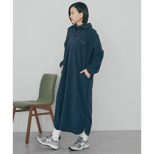 ワンピース ハーフスナップフリースワンピース