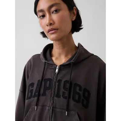 パーカー フレンチテリー オーバーサイズ GAP1969ロゴ ジップアップパーカー レディース