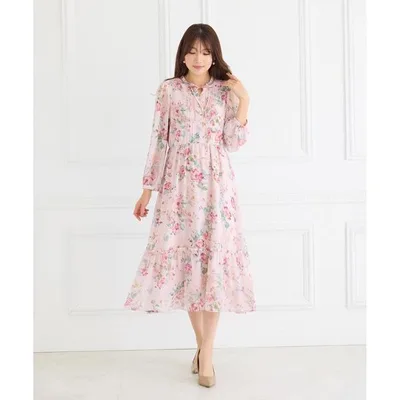 ワンピース シフォンプリントワンピース