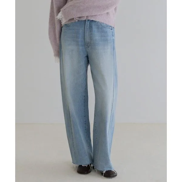 ワイドパンツ ジーンズ デニム デニムパンツ Apbカーブデニムパンツ レディース