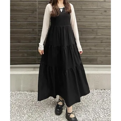 ワンピース バイカラーティアードキャミワンピース