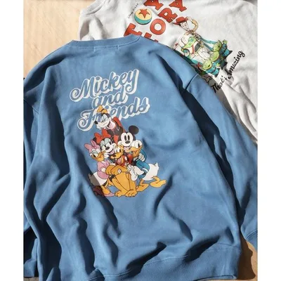 トレーナー スウェット 「DISNEY/ディズニー」バックプリント 裏毛クルーネックスウェット レディース メンズ