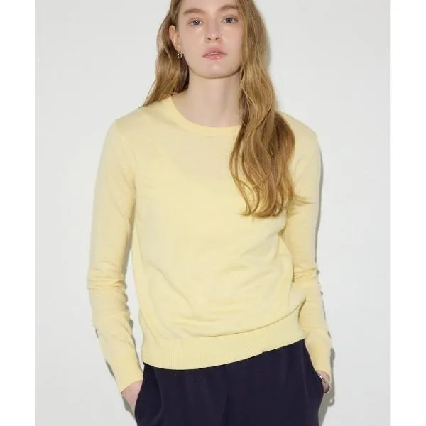 ニット セーター カシミヤミックスクルーネックニット 春服 秋服 長袖 薄手ニット「身長/骨格別着用画像あり」 レディース