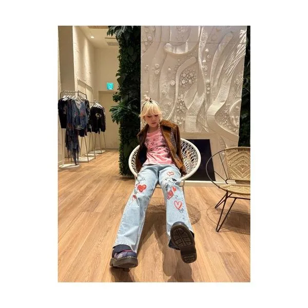 ジーンズ デニム デニムパンツ ミッキーマウス ハート プリント デニムパンツ ディズニー レディース