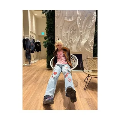 ジーンズ デニム デニムパンツ ミッキーマウス ハート プリント デニムパンツ ディズニー レディース