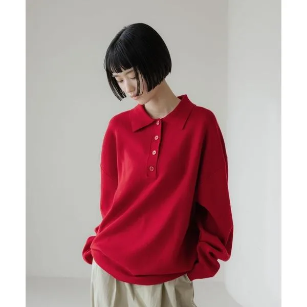 ニット セーター BIGポロニットLS 648323 レディース